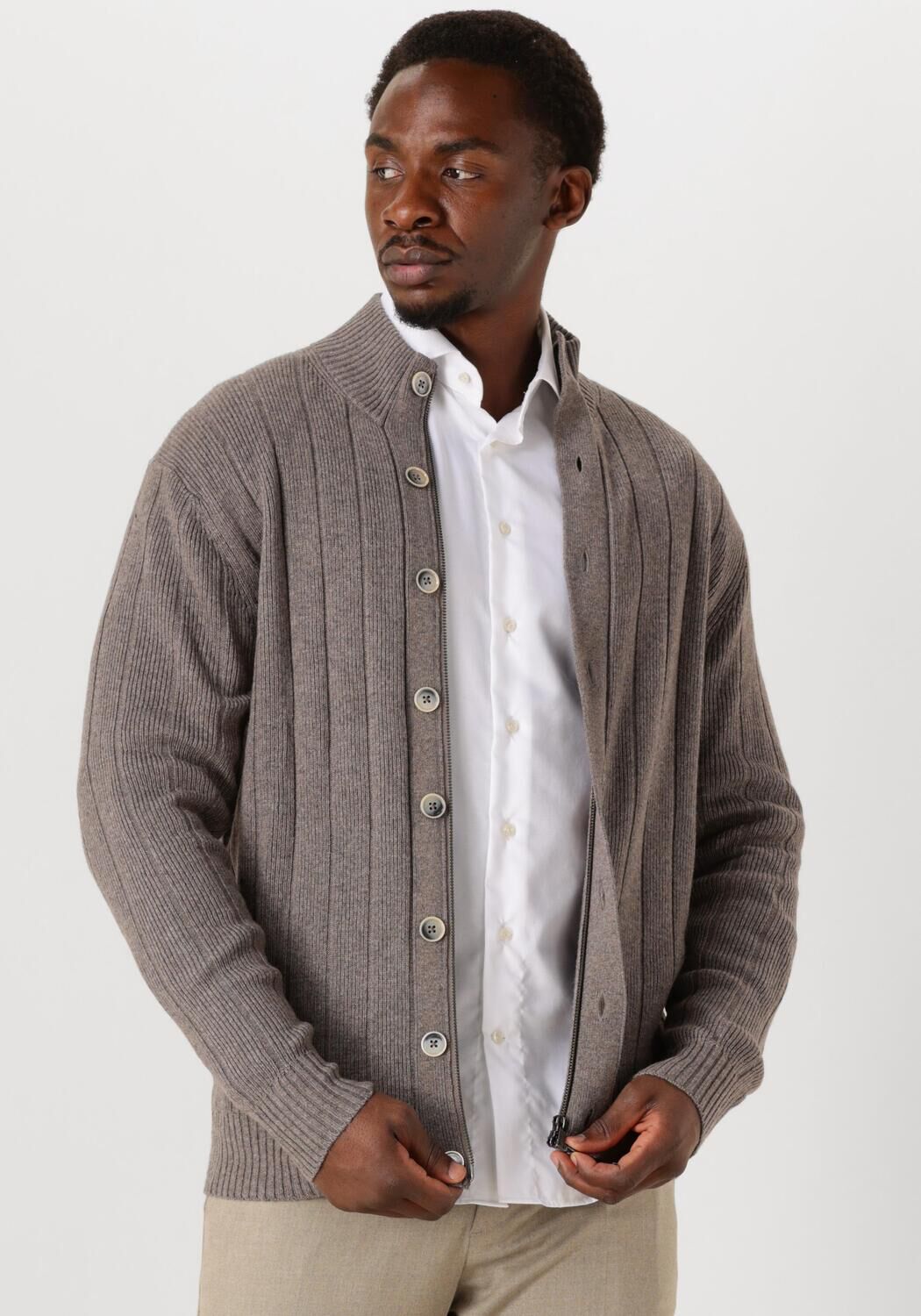 Gentiluomo Trui Heren Turtle Button+zip Ls, Maat: XXL, Kleur: Bruin afbeelding