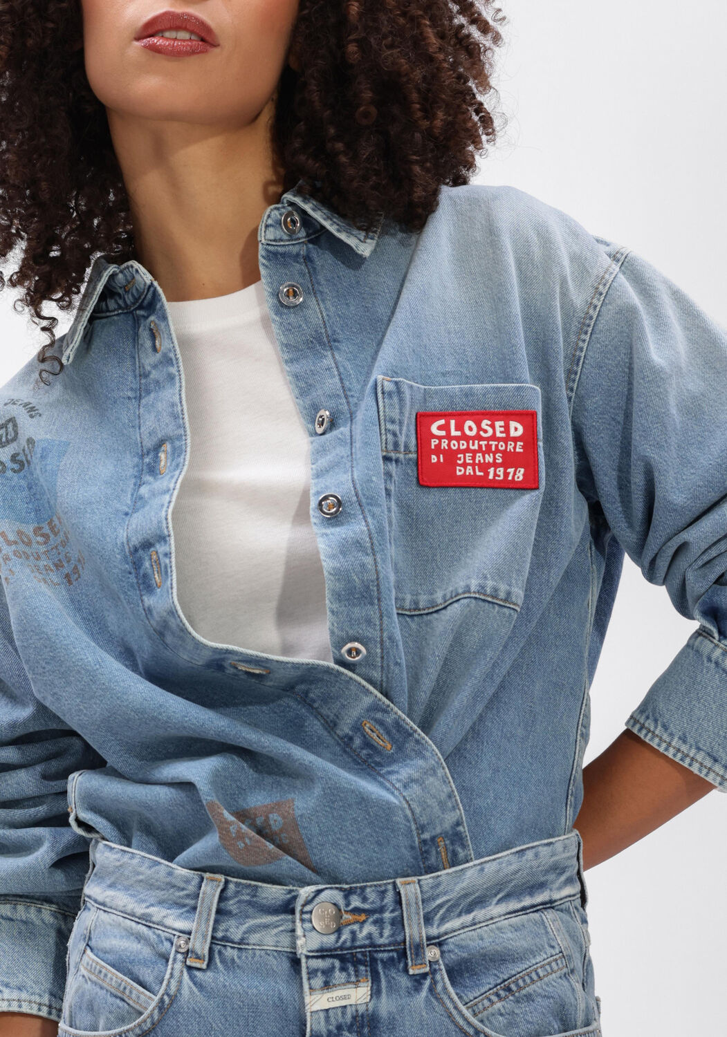 Lichtblauwe CLOSED Blouses OVERSIZE SHIRT - large