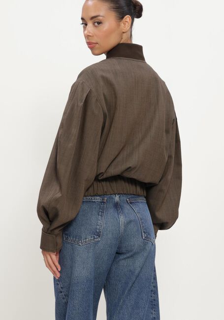 Donkergroene GANNI Jack LIGHT WOOL MELANGE BOMBER JACKET - large