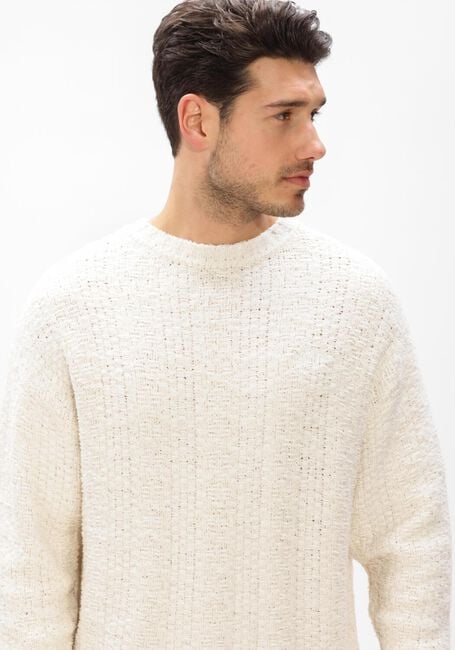 Witte OLAF HUSSEIN Trui TEXTURED BOXY KNITTED CREWNECK - large