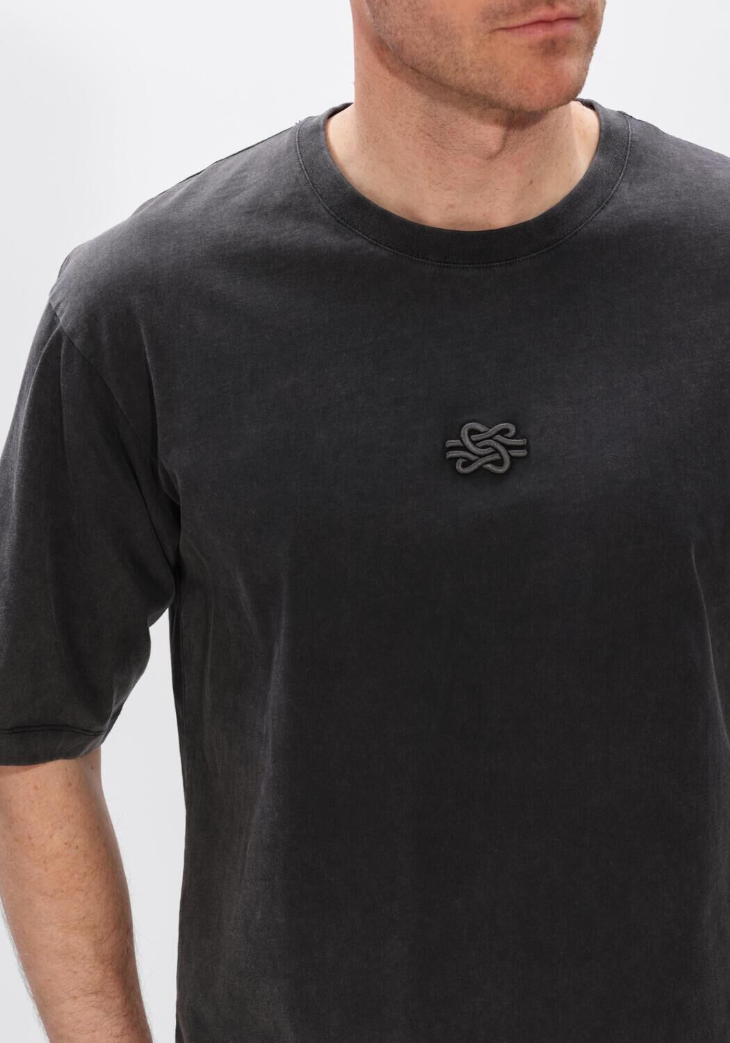 Grijze FILLING PIECES T-shirt T-SHIRT BOXY EMBROIDERED - large