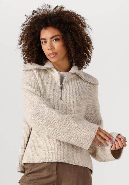 Beige SECOND FEMALE Coltrui GERDA KNIT ZIP COLLAR - large