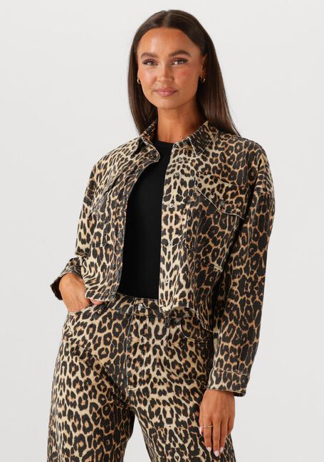 Bruine CO'COUTURE Blouses LEOCC DENIM CROP SHIRT - large