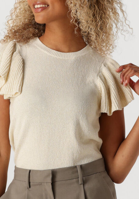Creme SUMMUM Top SLEEVELESS VOLANT TOP RUSTIC SHIMMER KNIT - large
