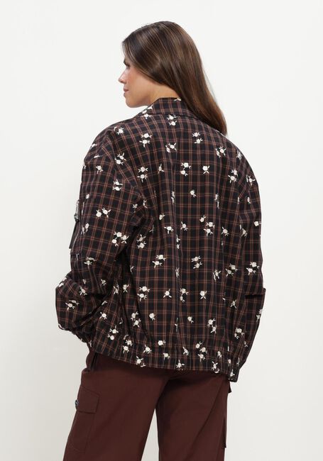 Bruine GANNI Jassen YARN DYED CHECK FLOWER BOMBER - large