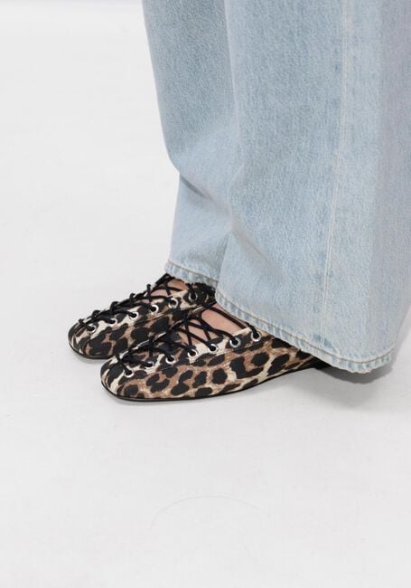Bruine GANNI Ballerina's LACE UP BALLERINA DENIM PRINT - large