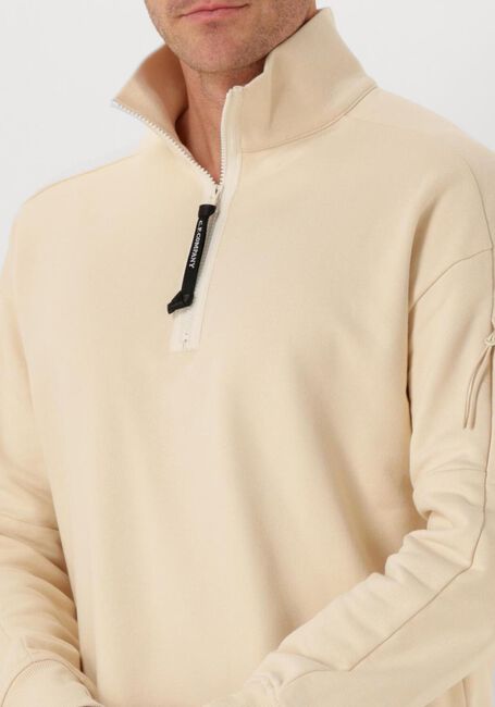 Creme CP COMPANY Trui SWEATSHIRTS POLO COLLAR IN DIAGONAL RAISED FLEECE - large