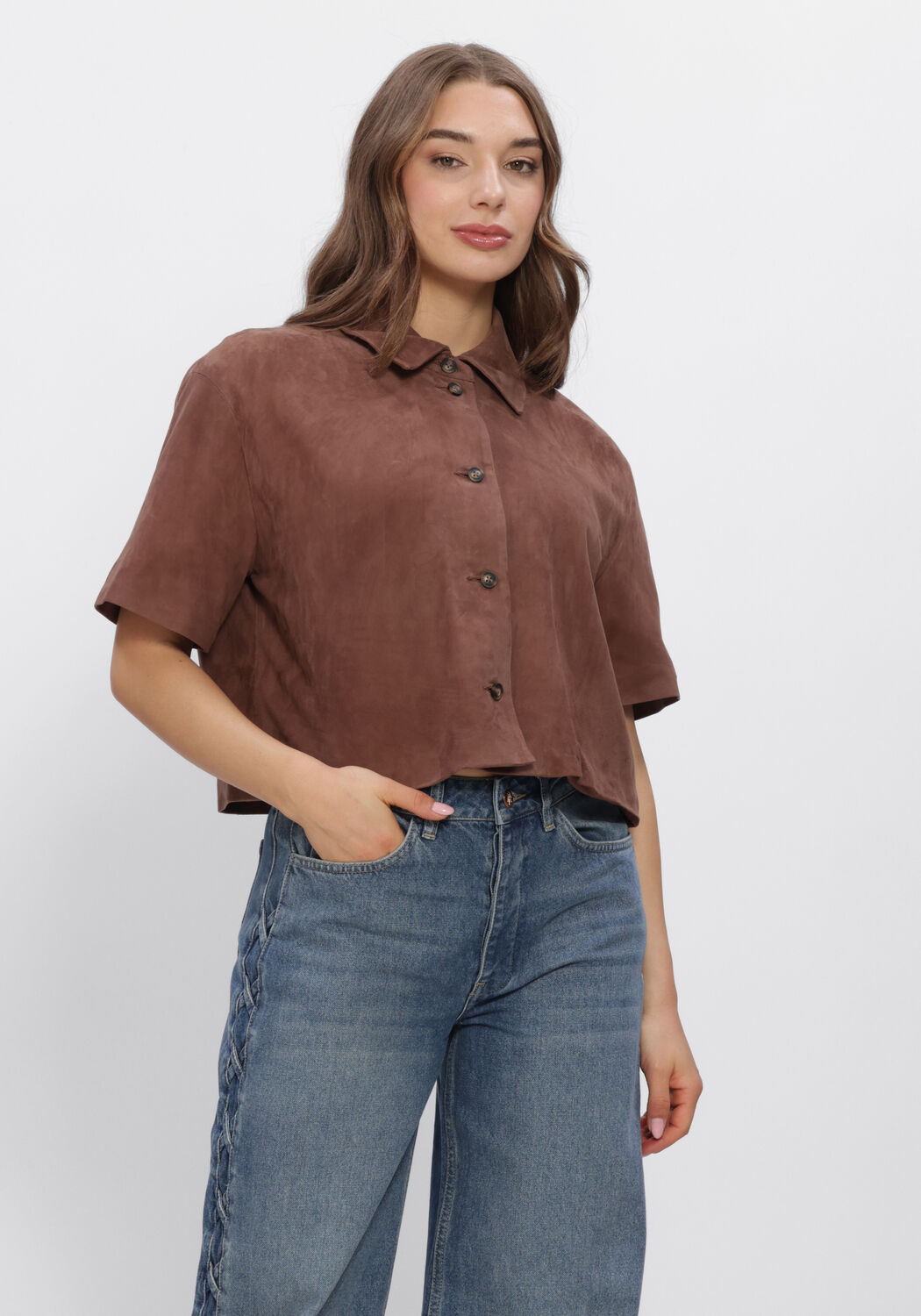 Bruine STUDIO AR Jassen EVELINE GOAT SUEDE - large