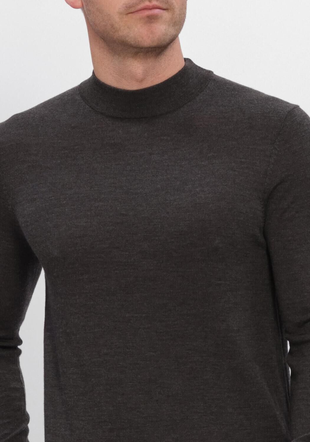 Donkergrijze PROFUOMO Trui PULLOVER MOCK NECK EXTRAFINE MERINO - large