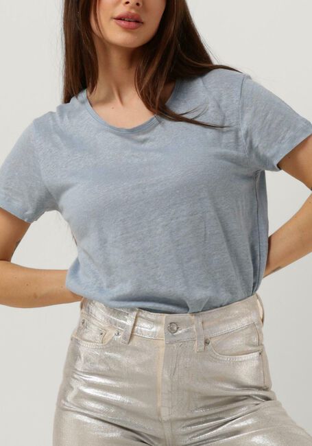 Lichtblauwe SECOND FEMALE T-shirt PEONY O-NECK TEE - large