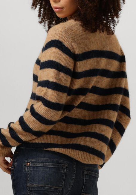 Bruine MOS MOSH Trui THORA STRIPE CREWNECK KNIT - large