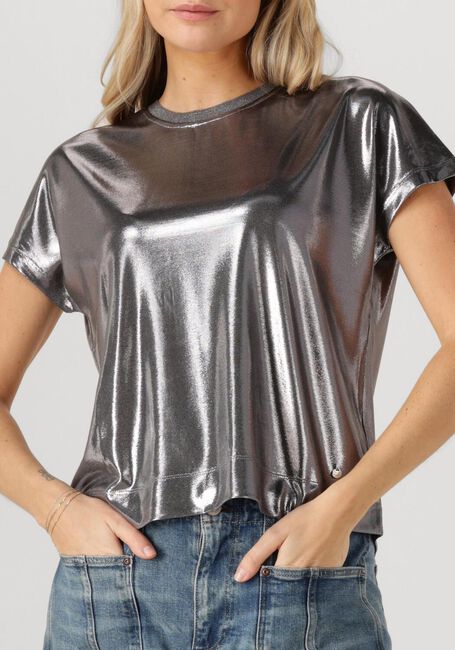 Zilveren MOS MOSH Top MMNIVOLA O-NECK METALLIC TEE - large
