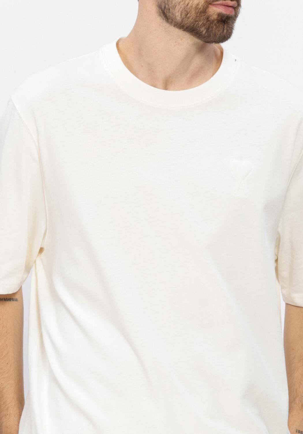 Ecru AMI PARIS T-shirt QUOTA -BIG ADC EMBOSSED TSHIRT - large
