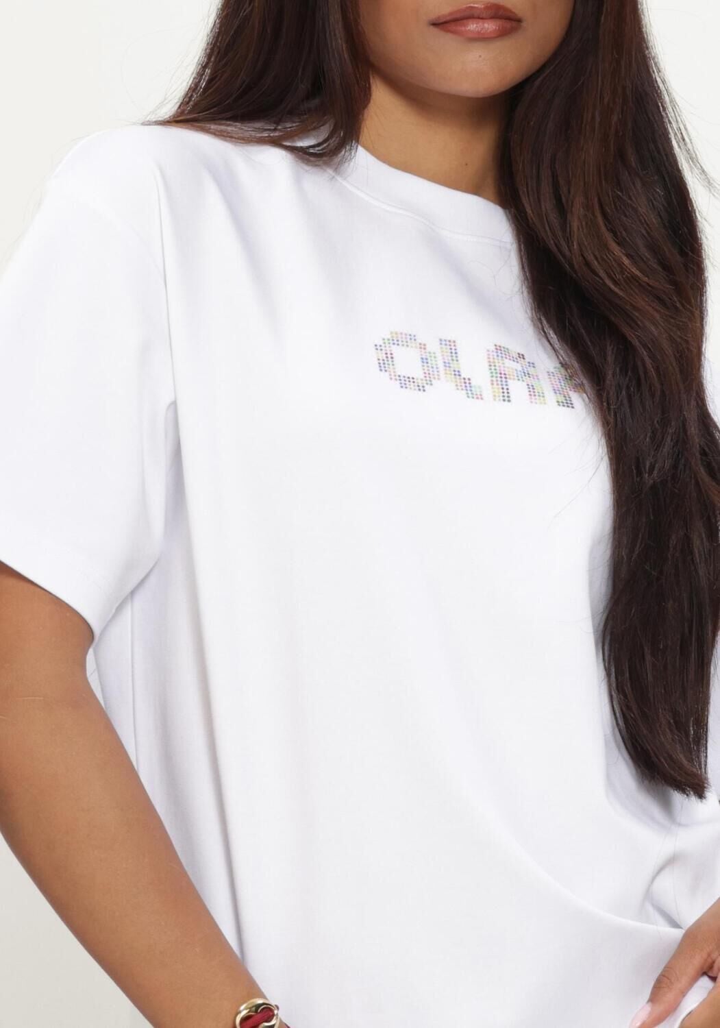 Witte OLAF HUSSEIN T-shirt DOTTED RETRO LOGO TEES - large