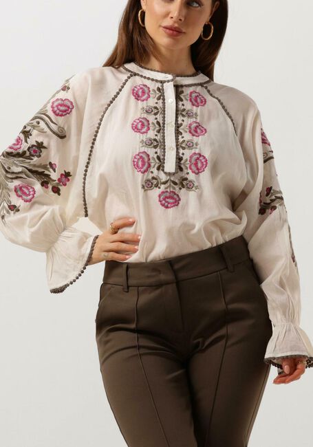 Gebroken wit SUMMUM Blouses TOP FLOWER EMBROIDERY - large