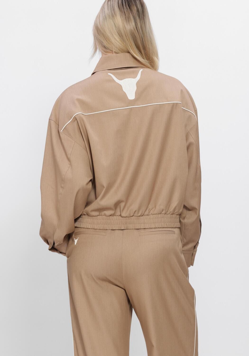 Camel ALIX THE LABEL Jassen LADIES WOVEN 2 TONE JACKET - large