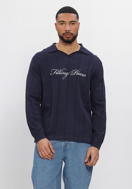 Donkerblauwe FILLING PIECES Polo KNIT FOOTBALL JERSEY - large