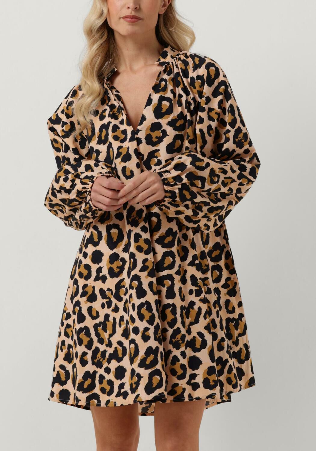 leopard notre v mini jurk nv dayo mini dress