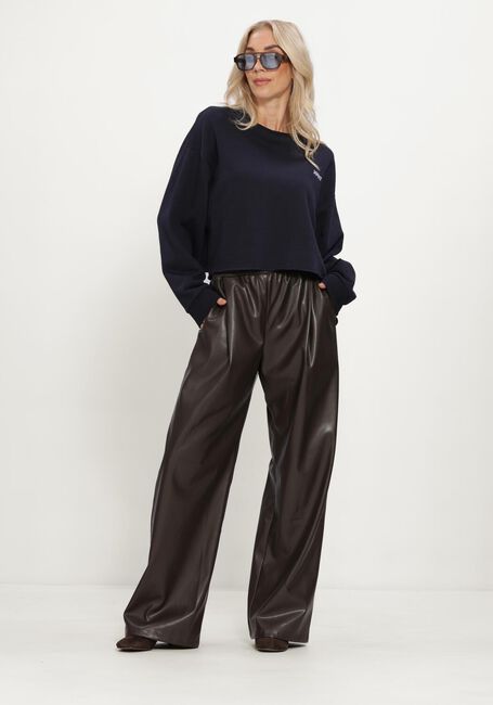 Bruine JOHNY Wijde broek AYO VEGAN LEATHER PANTS - large