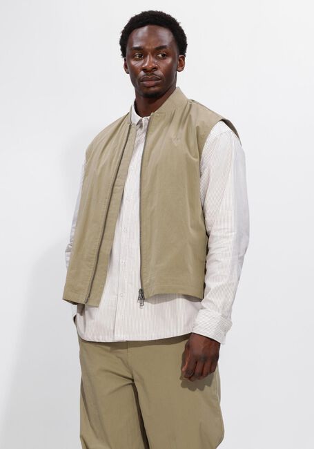 Beige OLAF HUSSEIN Bodywarmer ZIP UP WORKWEAR GILET - large