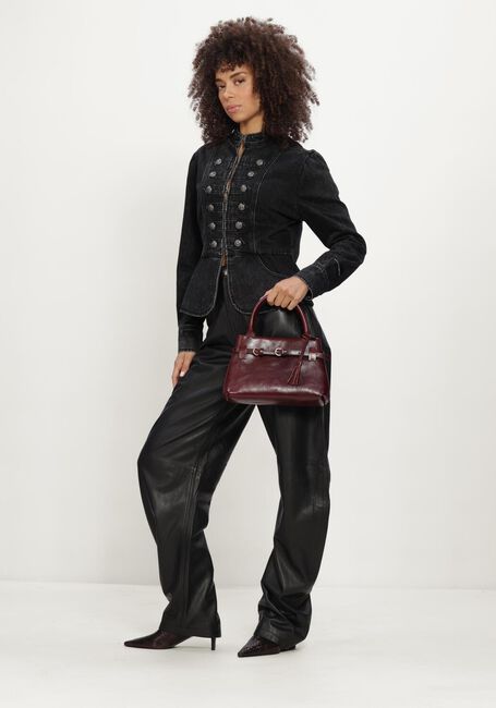 Zwarte ROTATE Wijde broek BARREL LEG LEATHER PANTS - large