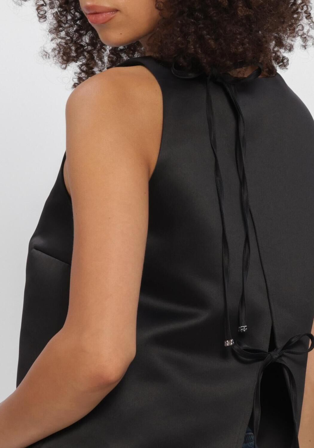 Zwarte GANNI Top CROSSOVER OPEN BLACK TOP - large