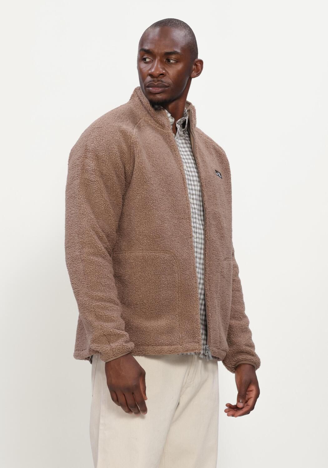 Camel LES DEUX Vest PATCH TEDDY JACKET - large
