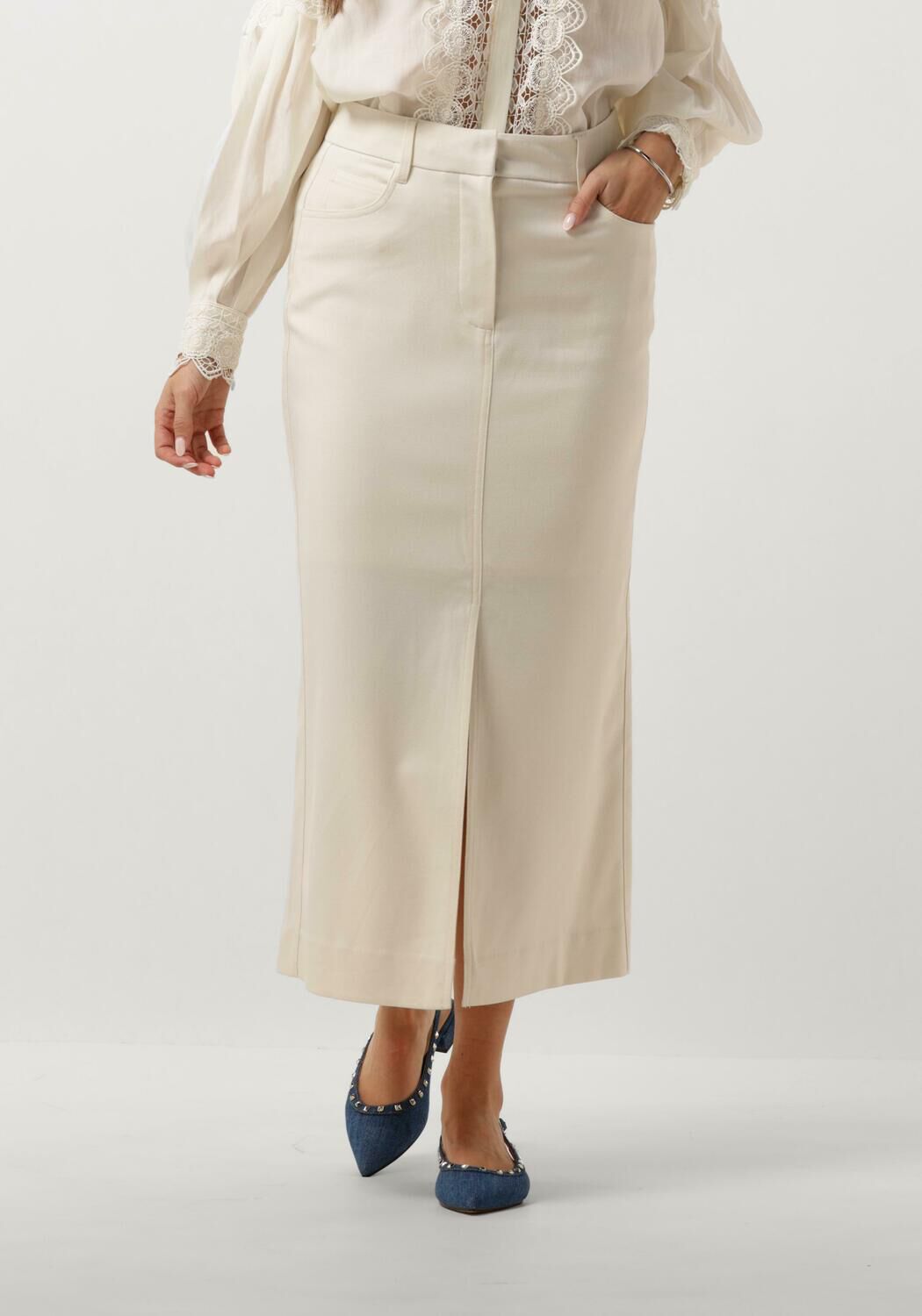 Copenhagen Muse Midirok Dames Cmtailor-skirt, Maat: S, Kleur: Wit