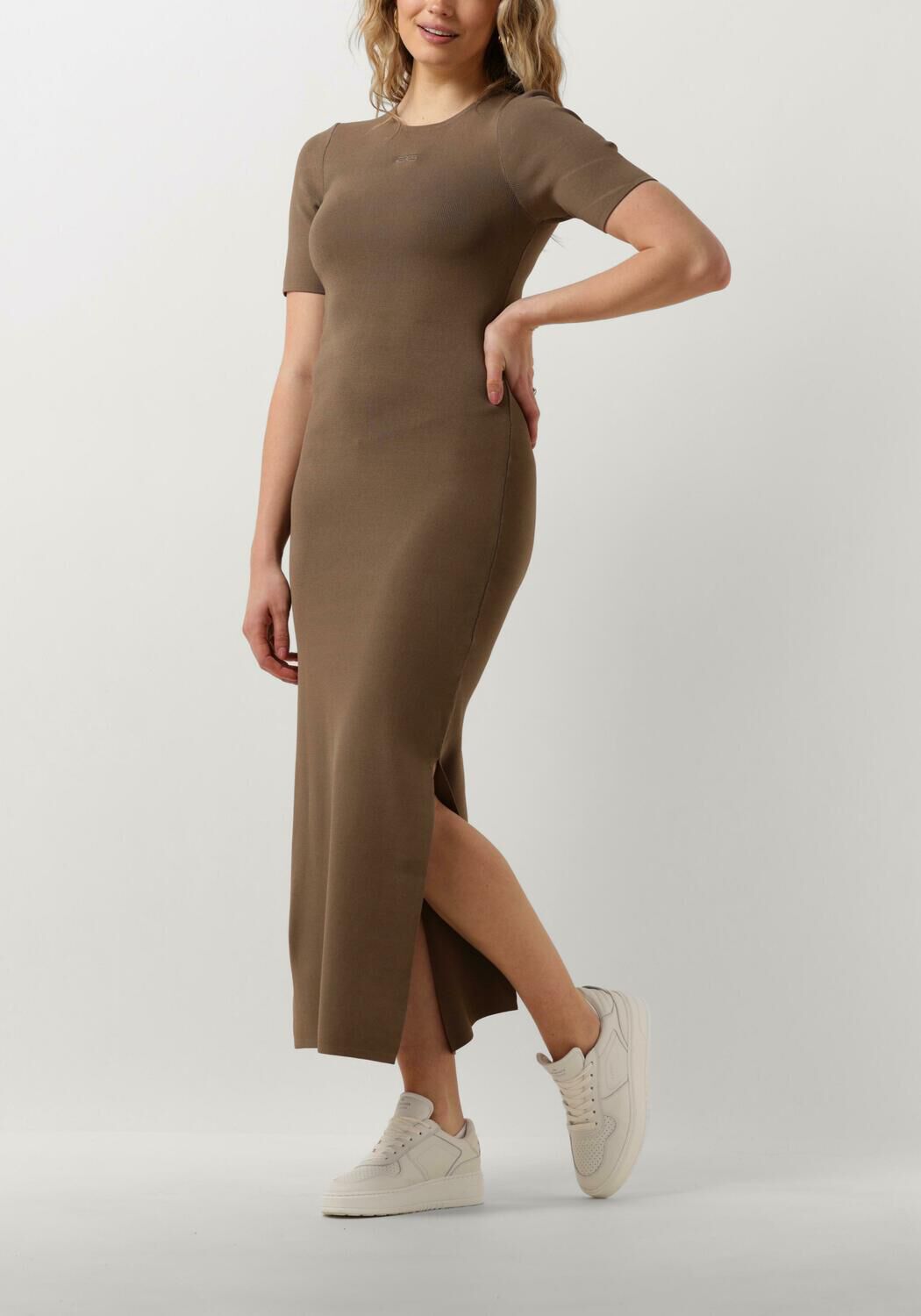 taupe gestuz midi jurk brielle