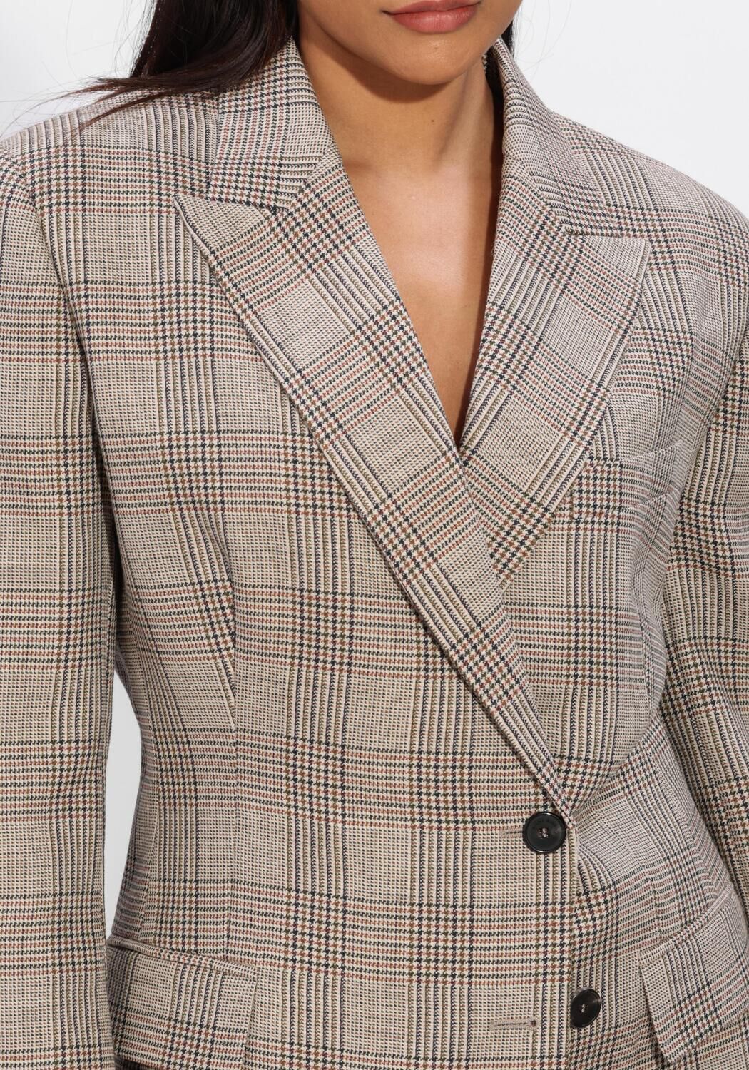 Beige ANINE BING Blazer ARETHA BLAZER -BROWN PLAID - large