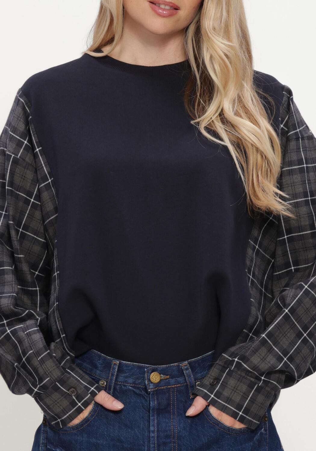Donkerblauwe JOHNY Trui MARIANNE JERSEY SWEATER - large