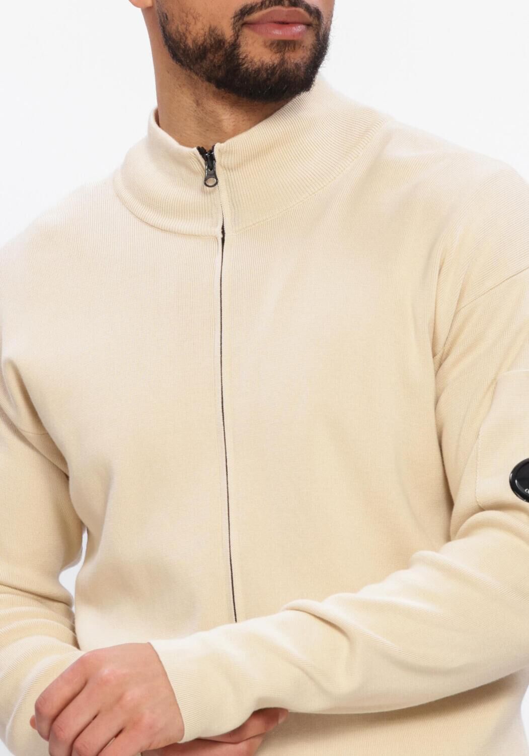 Beige CP COMPANY Vest COTTON SEA ISLAND ZIPPED LENS CARDIGAN - large