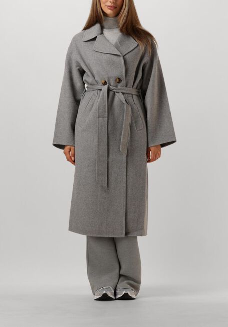 Grijze SUMMUM Mantel LONG COAT WOOL CLASSIC - large