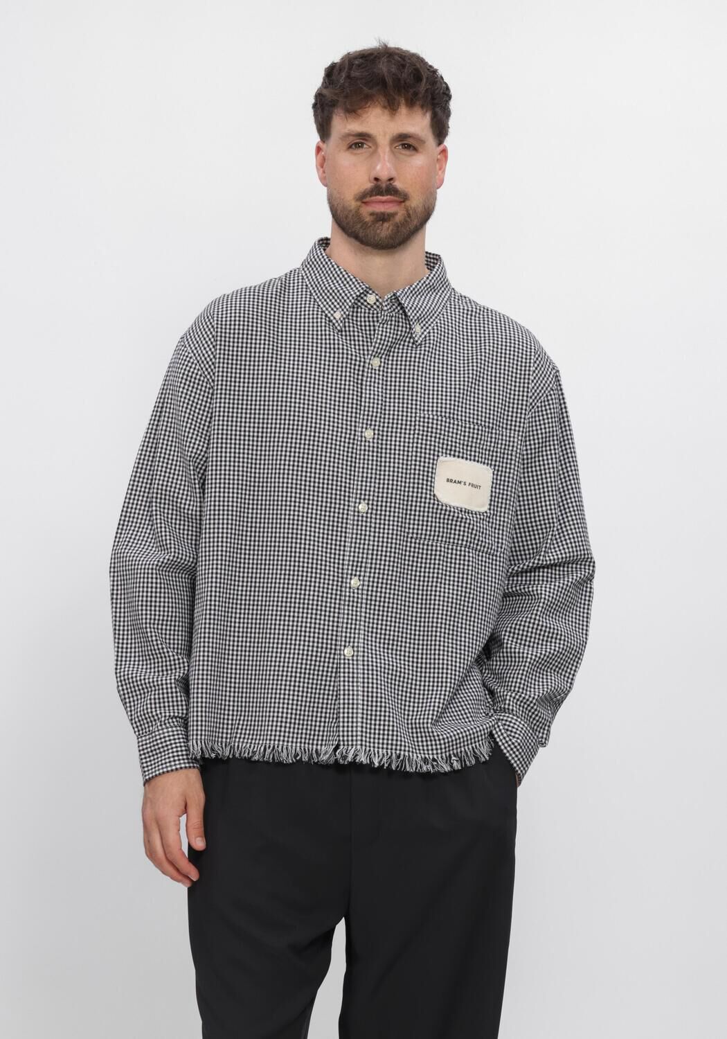 Zwarte BRAM'S FRUIT Overshirt DISTRESSED FARMER'S SHIRT LS - large