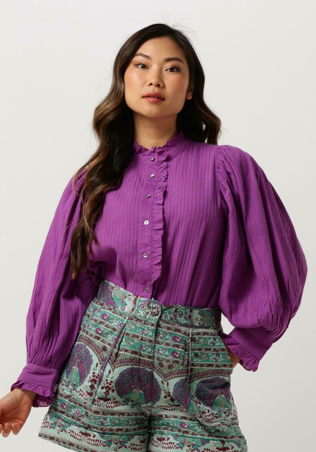 Antik Batik Blouse Dames Avon Blouse, Maat: XS, Kleur: Paars