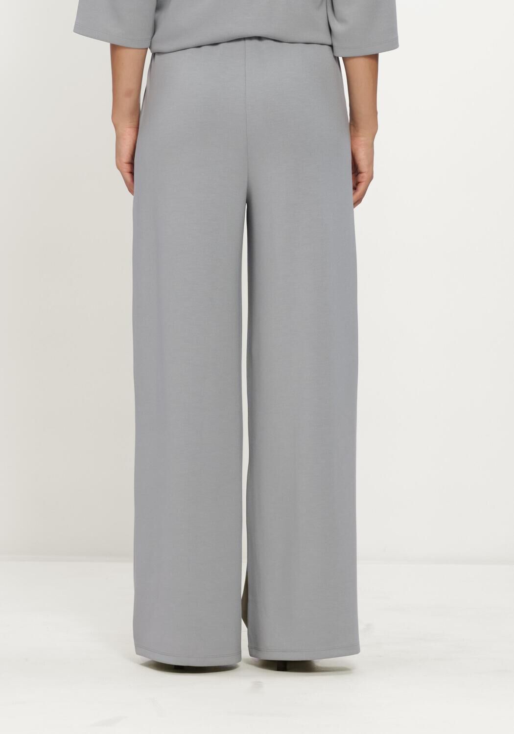 Lichtgrijze ALIX THE LABEL Joggingbroek LADIES KNITTED SCUBA WIDE LEG PANTS - large