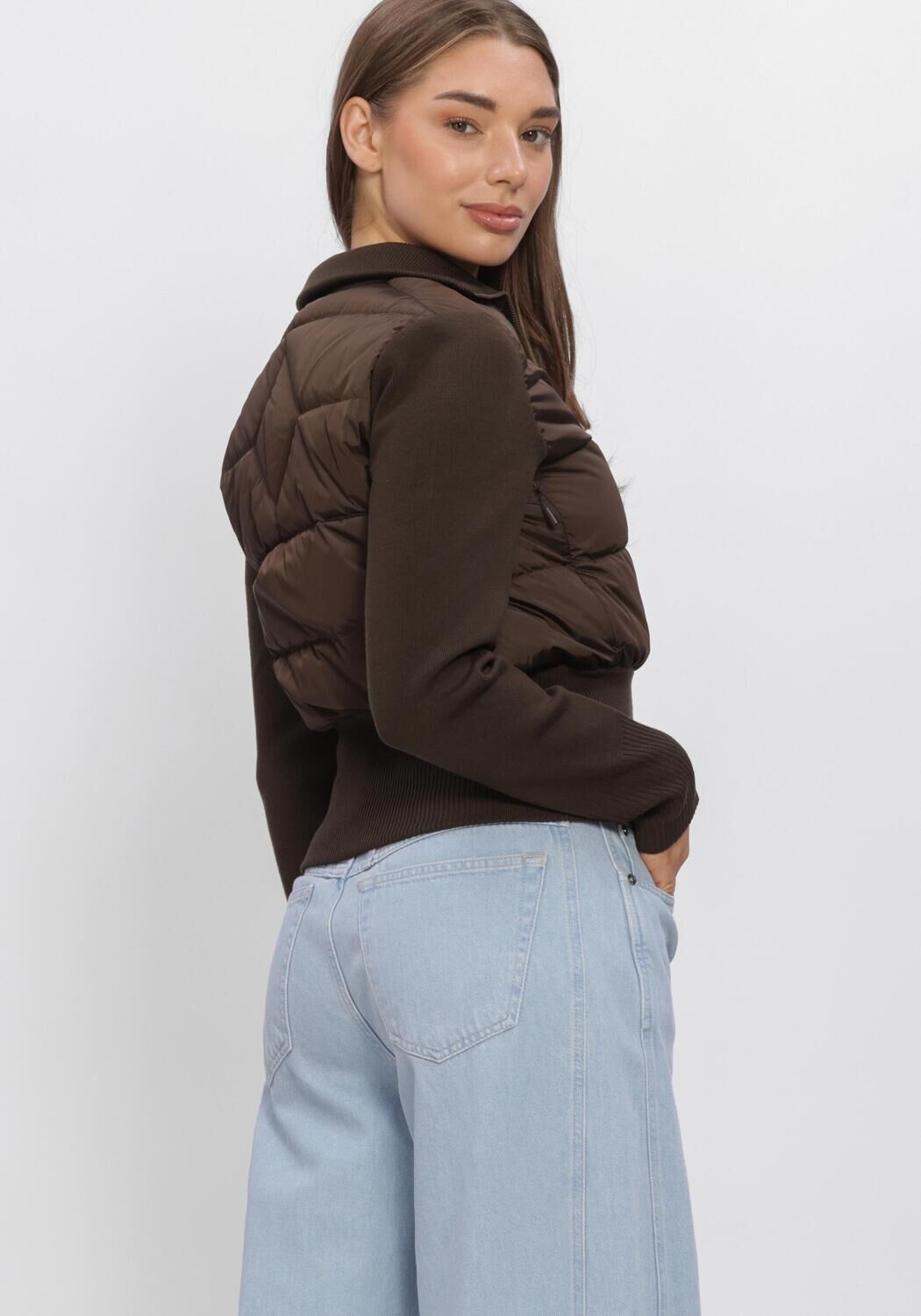 Donkerblauwe CANADA GOOSE Jack HYBRIDGE WIDE QUILT KNIT JACKET - large