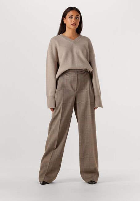Taupe ROHE Trui CAPE V NECK WRAP JUMPER - large