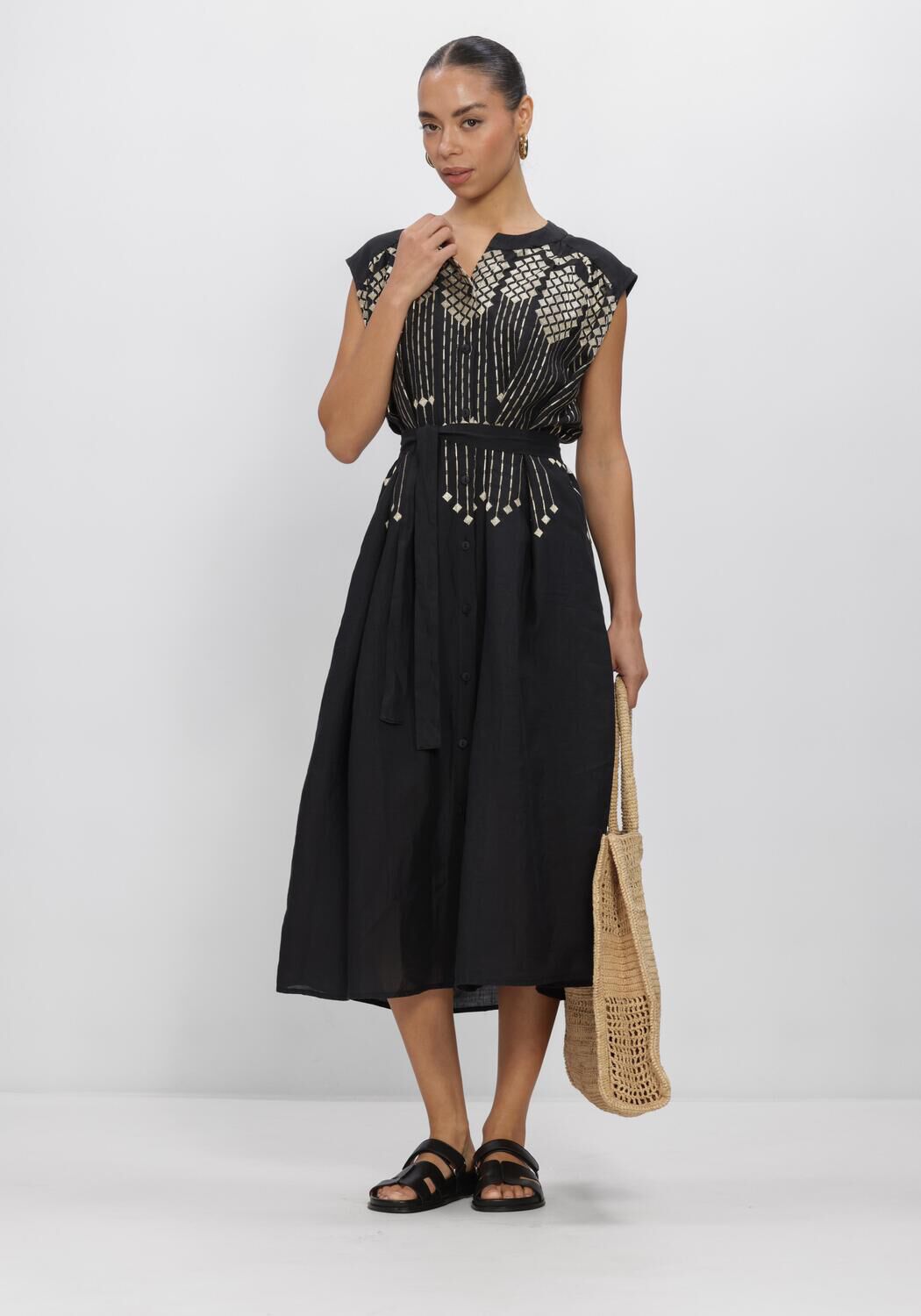 Zwarte GREEK ARCHAIC KORI Midi jurk S26K-4083196 - large