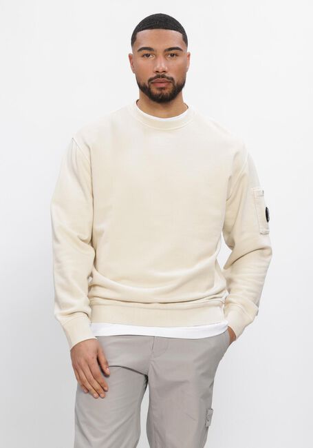 Beige CP COMPANY Sweater COTTON DIAGONAL FLEECE CREWNECK LENS SWEATSHIRT - large