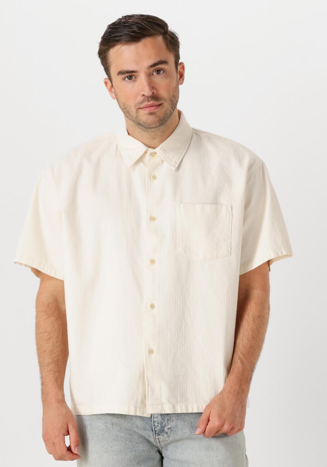 American Vintage Casual Overhemd Heren Koybay, Maat: M/L, Kleur: Ecru