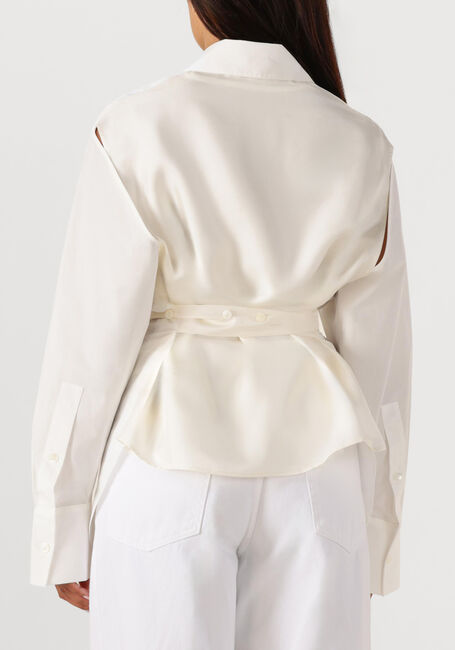 Witte ROHE Blouses POPLIN SILK COMBINED GILET SHIRT - large