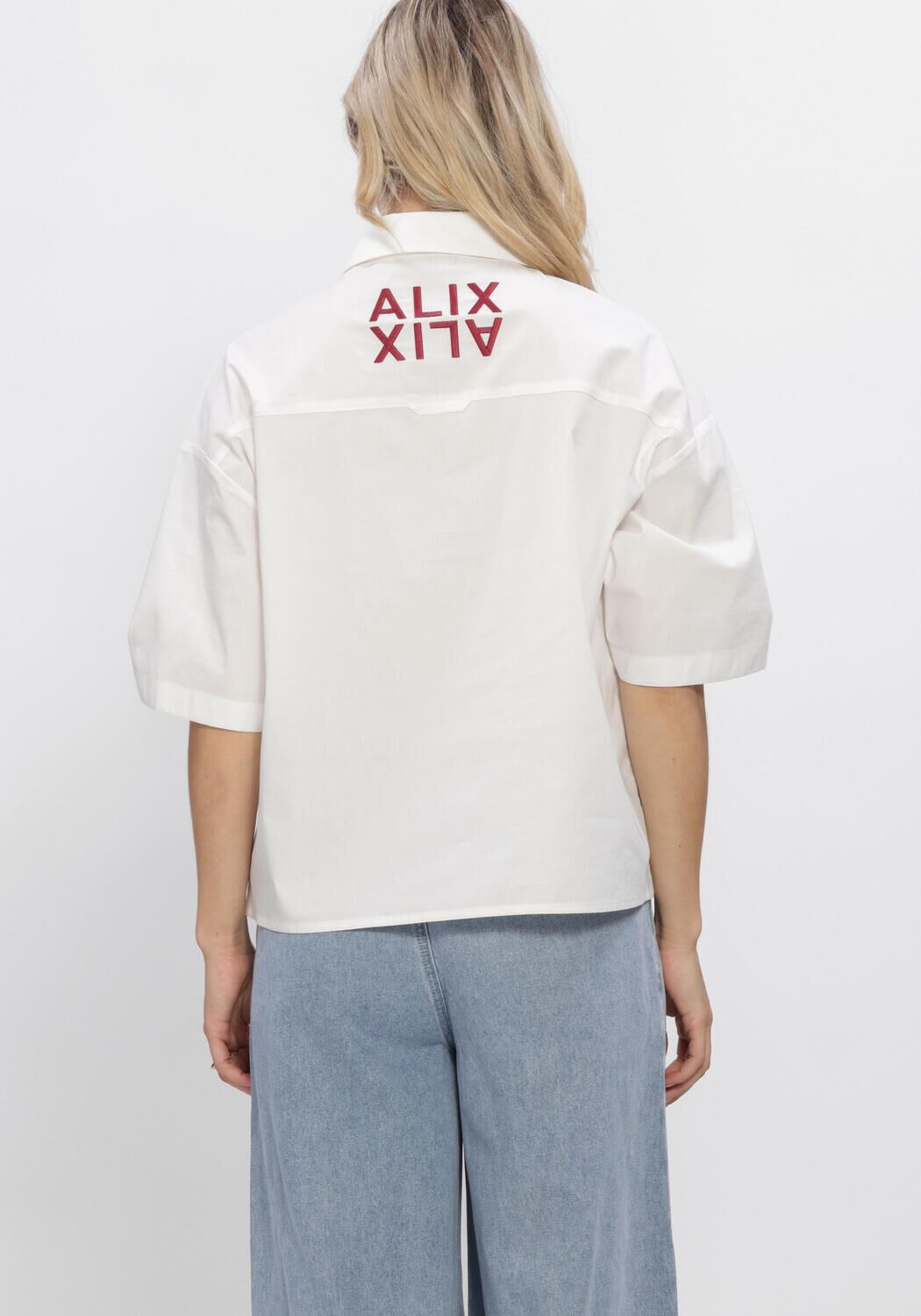 Witte ALIX THE LABEL Blouses LADIES WOVEN CLEAN POPLIN SHORTSLEEVE BLOUSE - large