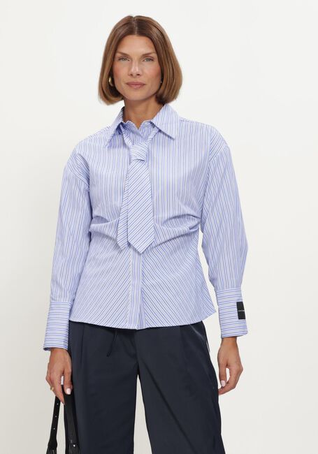 Blauwe HAUTE L'AMITI&Eacute; Blouses EMMA TIE STRIPE SHIRT - large
