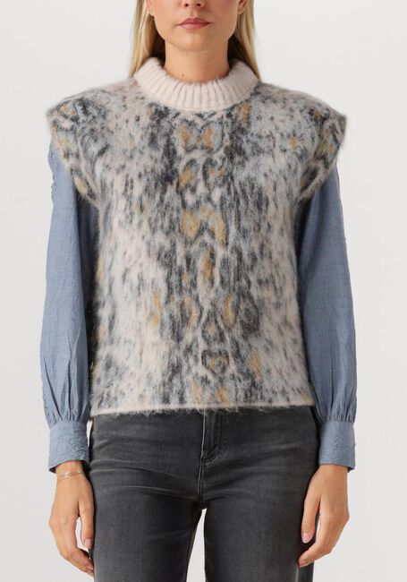 Bruine FORTE FORTE Spencer PLUMES DE PYTHON ALPACA JACQUARD VEST - large
