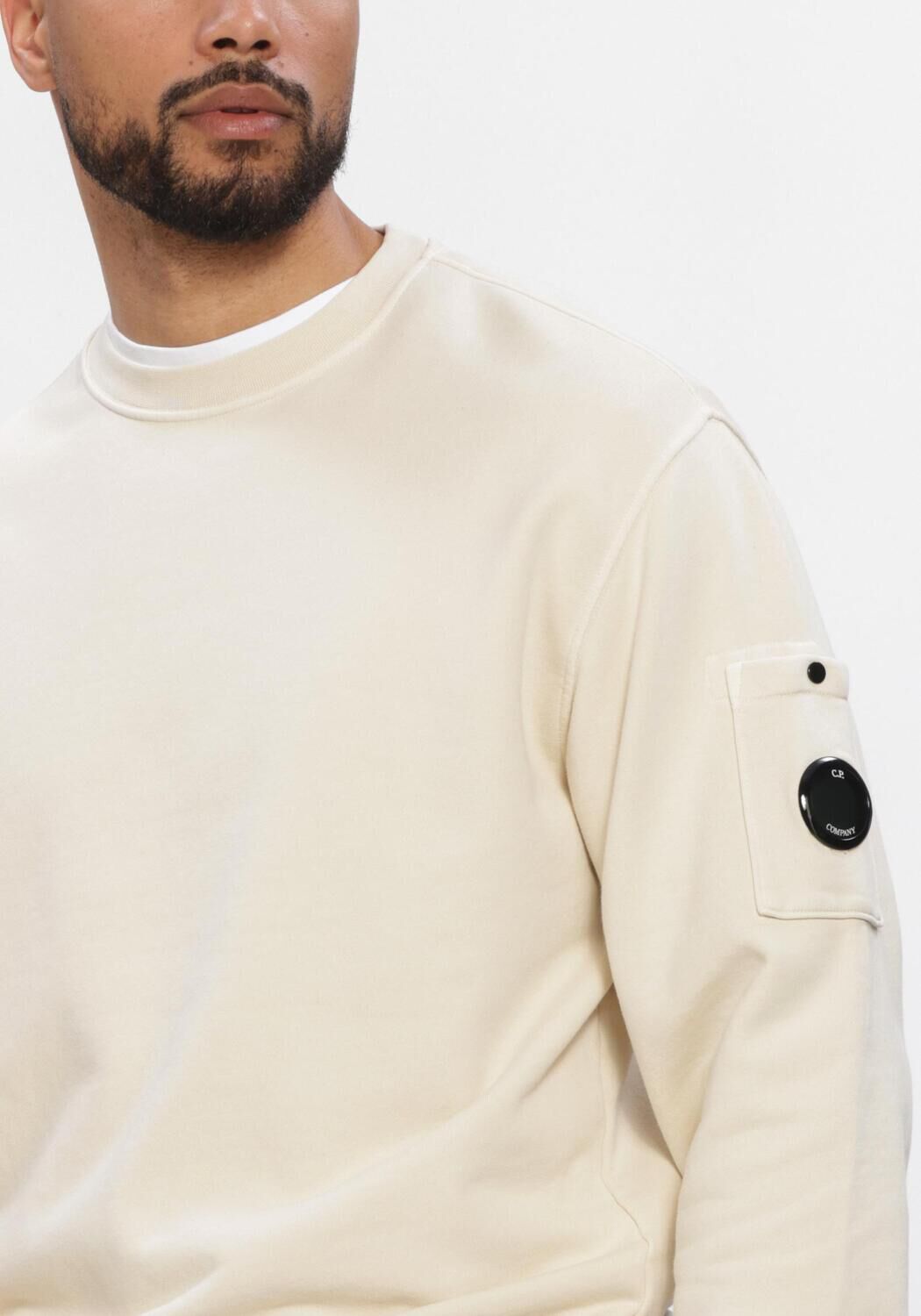 Beige CP COMPANY Sweater COTTON DIAGONAL FLEECE CREWNECK LENS SWEATSHIRT - large