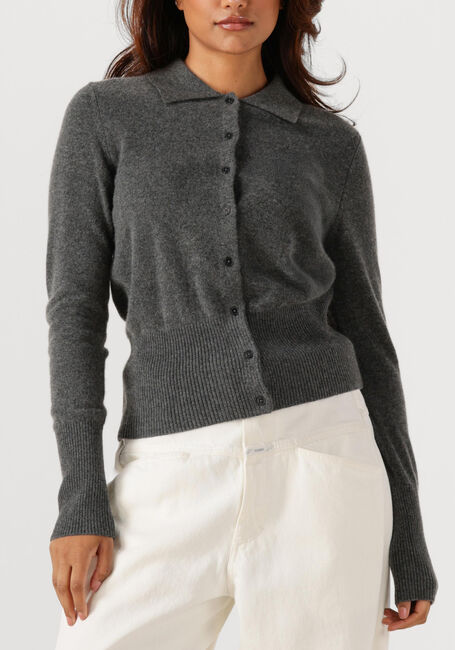 Donkergrijze CLOSED Trui CARDIGAN WITH COLLAR - large