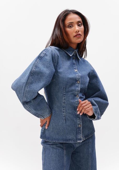 Donkerblauwe ROTATE Blouses FITTED DENIM SHIRT - large
