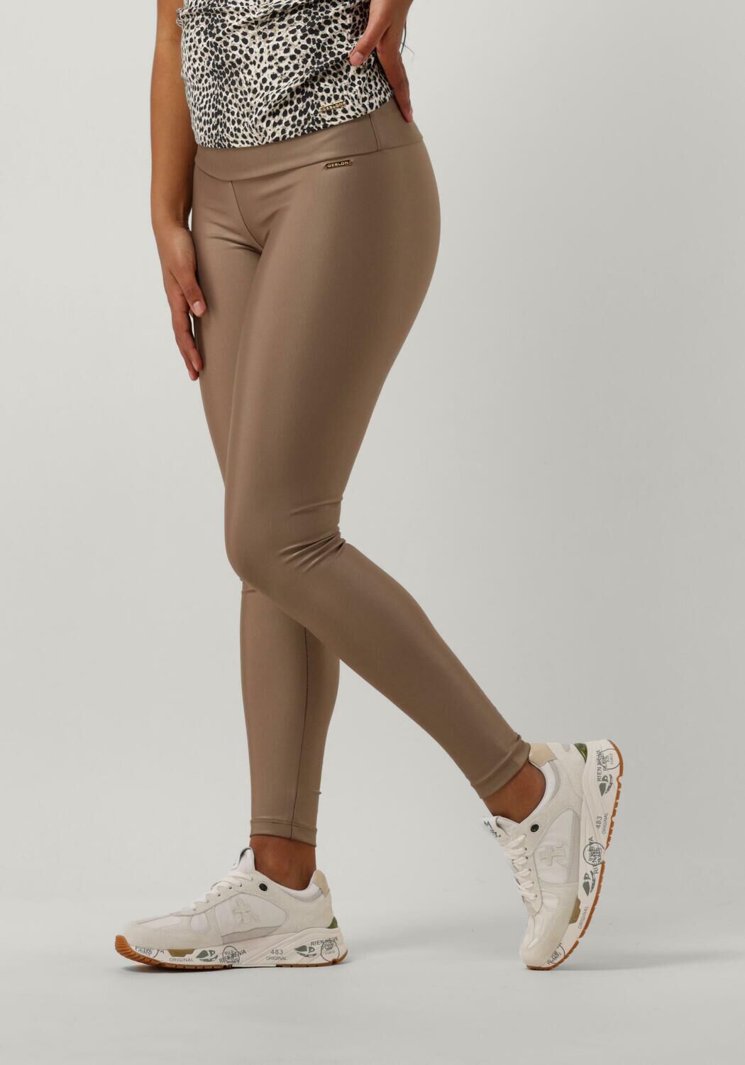 Deblon Sports Legging Dames Clara Shine Leggings High Waistband, Maat: L, Kleur: Taupe
