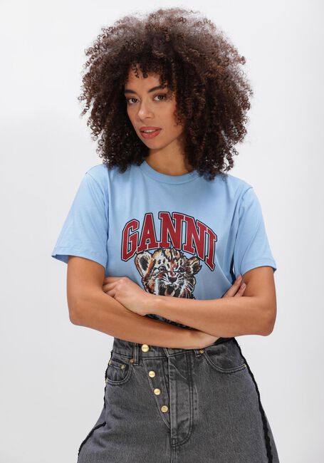 Blauwe GANNI T-shirt BLISSFUL BLUE 745 - large
